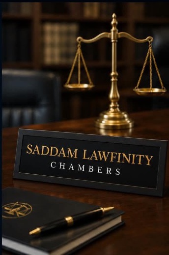 Saddam Lawfinity Chambers Desk & Scales of Justice